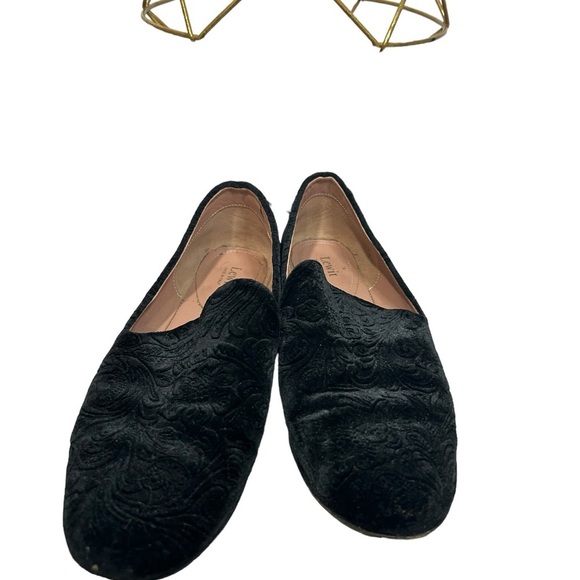 Lewit Loafers | black velvet embossed flat shoes | size 37 Italian made in Italy - Picture 3 of 13